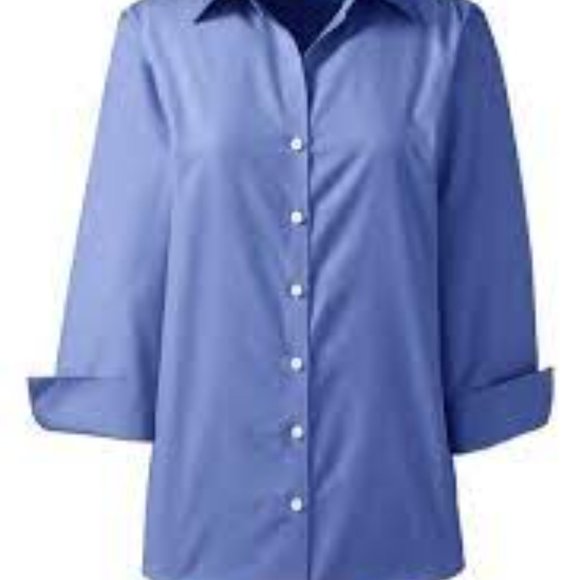 Lands' End Blue Plus Size Button Down Blouse - Picture 9 of 13